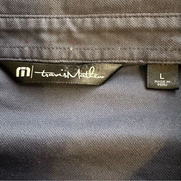 Travis Mathew Large Deep Navy Dot Design Polo in Size Large - Picture 2 of 8